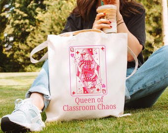 Teacher Tote Bag | Queen Of The Classroom | Gift For Teammate | Teacher Appreciation Week | Preschool Teacher Gift | End Of Year Gift