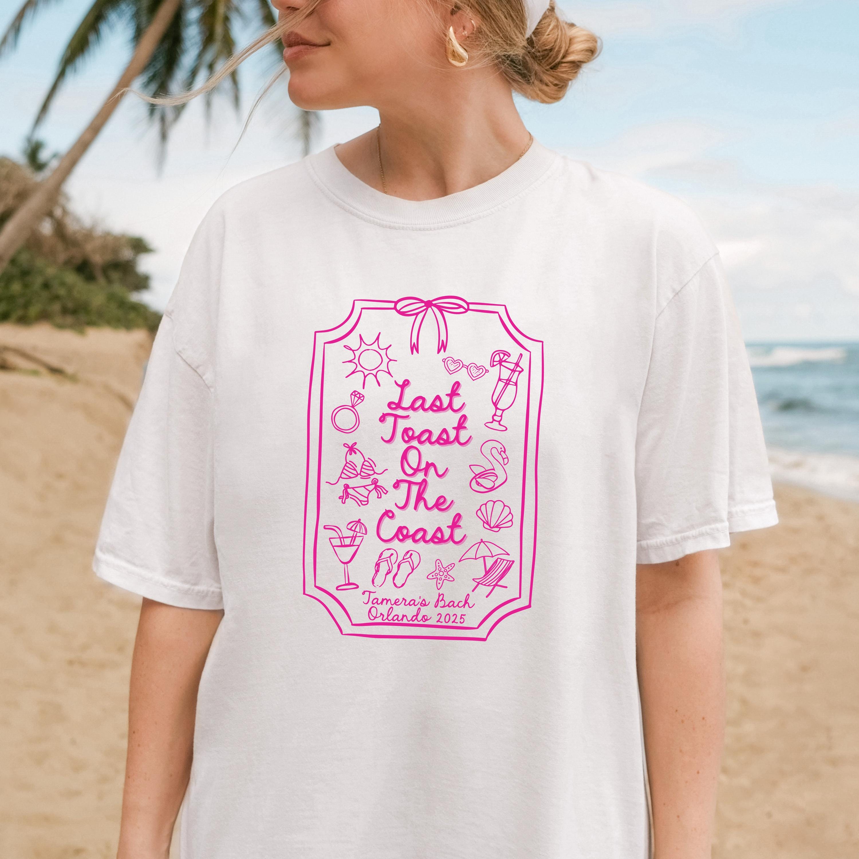 Last Toast on the Coast Bachelorette Shirt, Custom Beach Bachelorette Party T-Shirt, Bridal Shirts, Custom Bach Party, Martinis And Bikinis