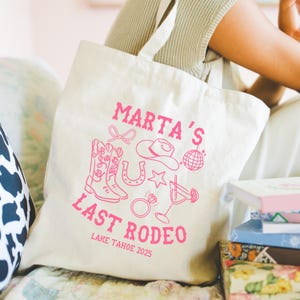 Bachelorette Tote Bag, Last Rodeo Cowgirl Tote Bag, Western Bachelorette Tote, Reusable Canvas Bag, Nashville Bachelorette, Let&#39;s Go Girls