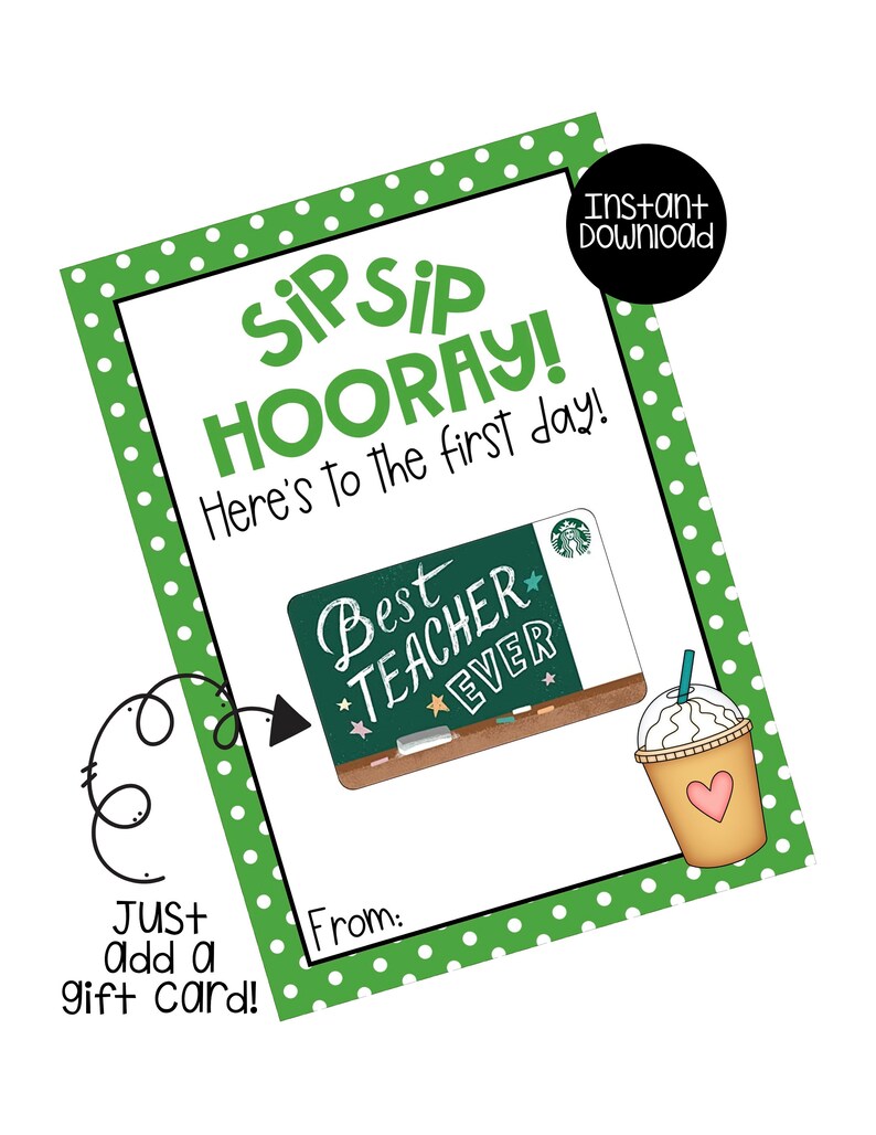 Gift Card Holder Back to School Starbucks Teacher Gift Etsy