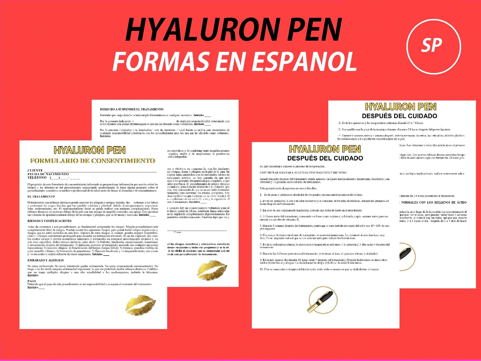 Hyaluron Pen Forms. Spanish. Full Set.formas De Pluma De Etsy
