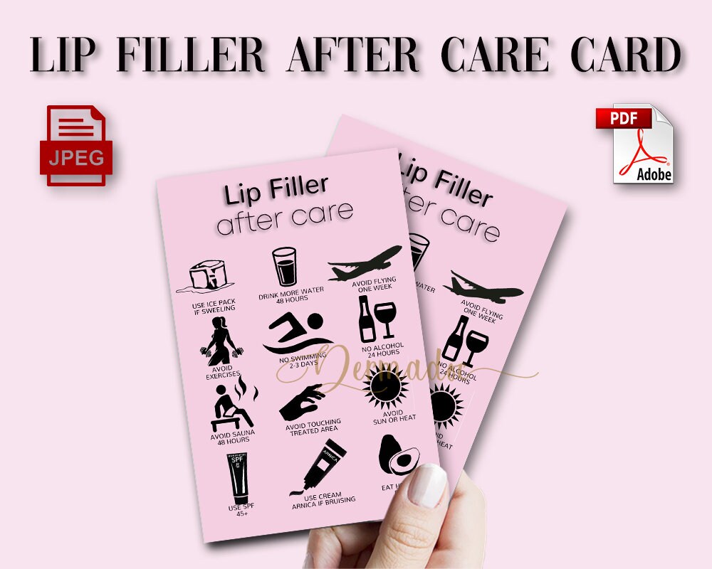 Lip Filler. After Care Cards. Printable. Instant Etsy