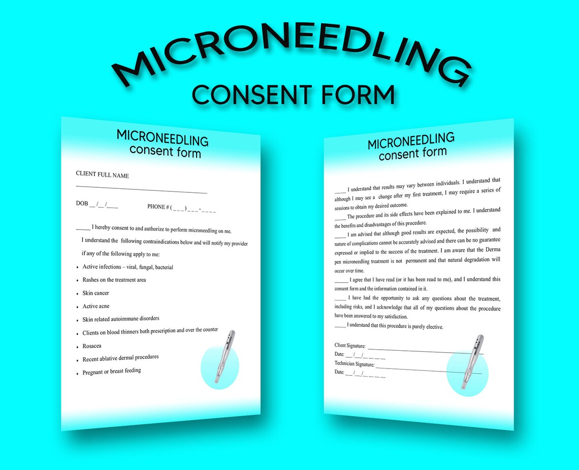 Microneedling Consent Form Printable PDF Instant Download Etsy