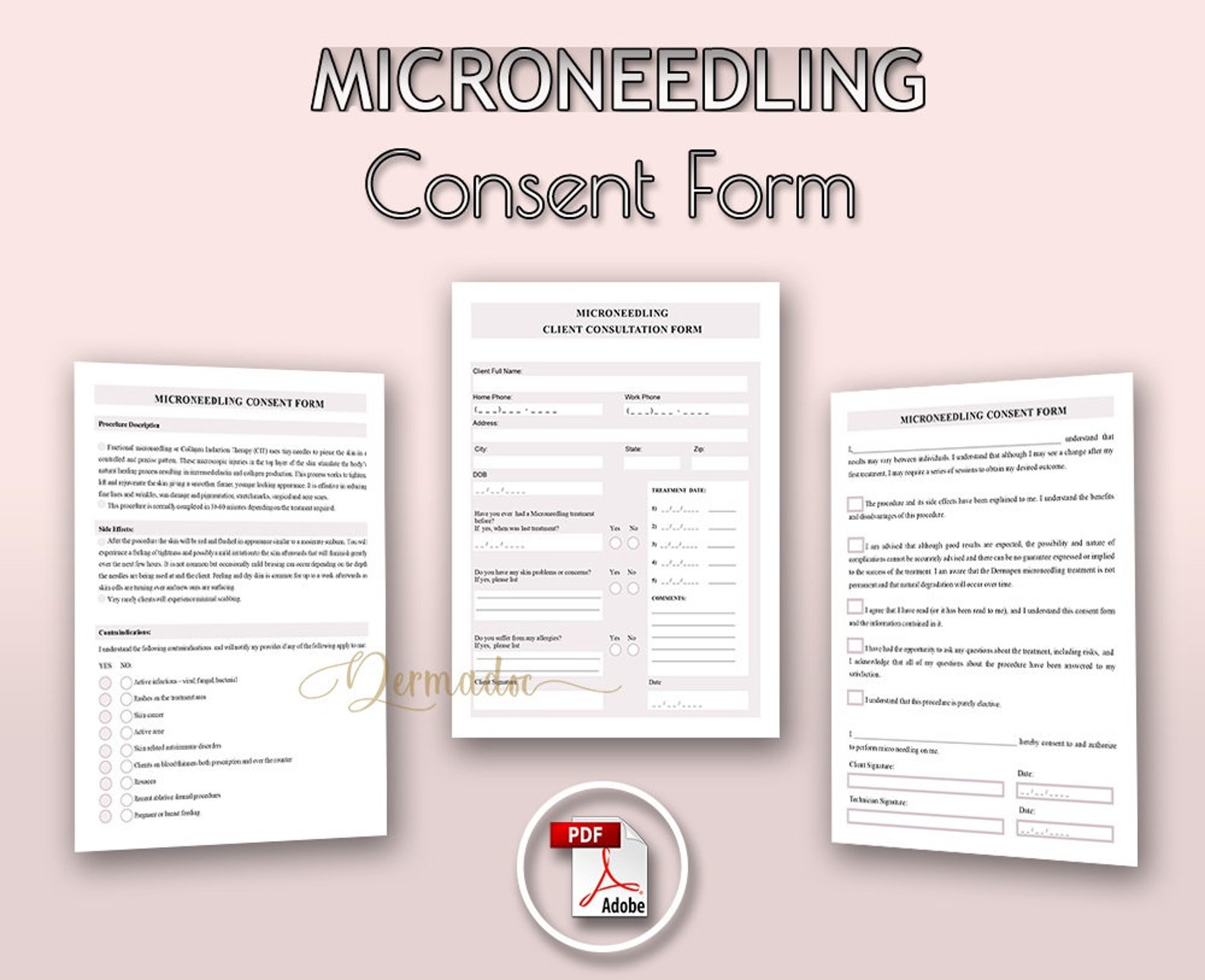 Microneedling Consent Form. PDF. Instant Download - Etsy