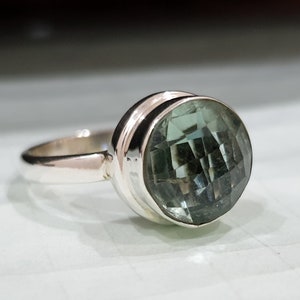 Amethyst Gemstone Ring - February Birthstone - Green Amethyst Gemstone - 925 Sterling Silver - Handmade ring - Gold Ring - Prasiolite Ring