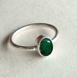 Natural Emerald Silver Ring, handmade ring, 925 solid sterling silver ring,gemstone ring, stone ring, Faceted emerald oval shape silver ring