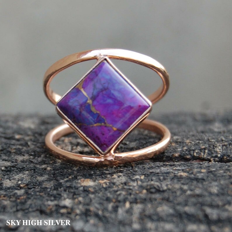 Purple Copper Turquoise Gemstone-Designer Ring 925 Solid Sterling Silver Ring Gift ring-Unique Ring-Statement Ring Purple Turquoise Ring