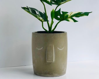 Sleepy Boy Planter | Flower Pot | Concrete Planter | Face Planter | Tiki | Easter Island | Head Planter