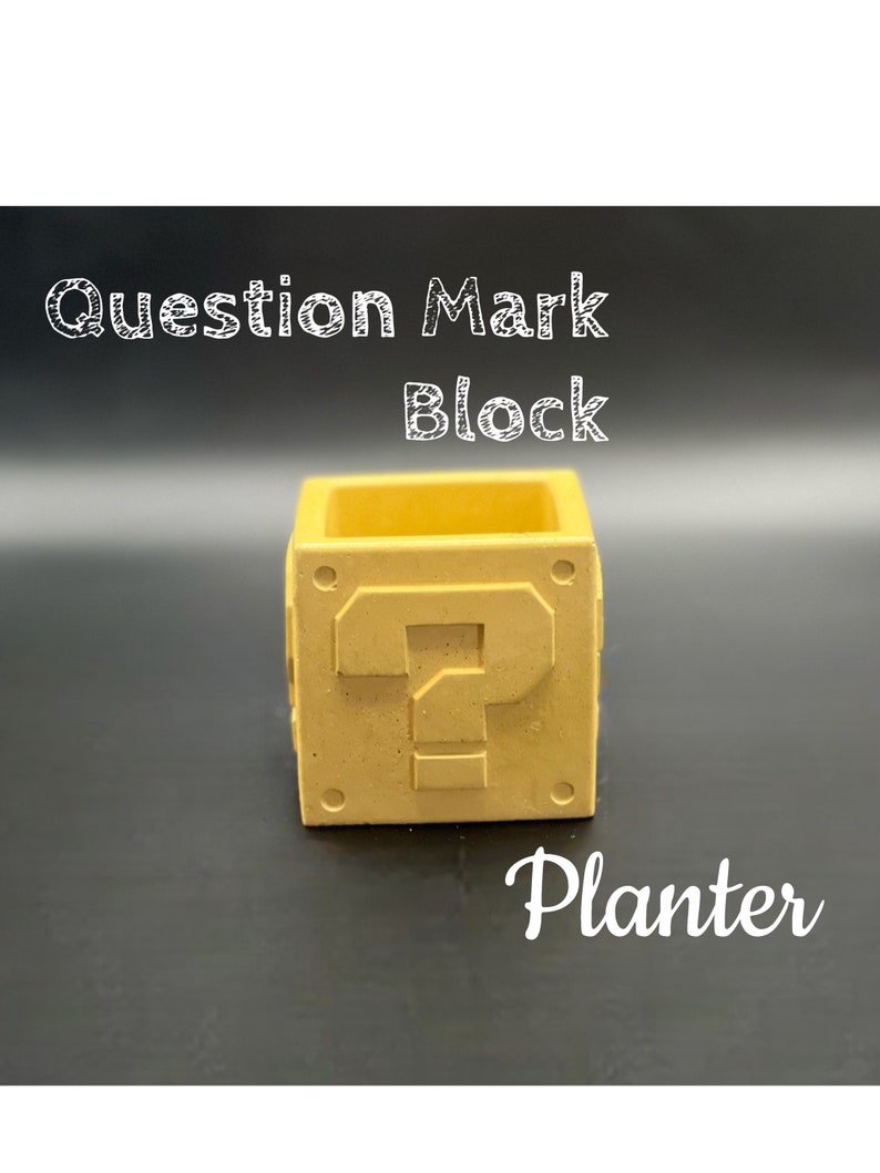 Super Mario Planter Color Gamer Succulent Planters Concrete Warp Pipe Planter Brick Block Planter Question Mark Block Note Block image 5