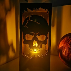 Spooky scary holiday halloween lantern candle light (14 - Skull)
