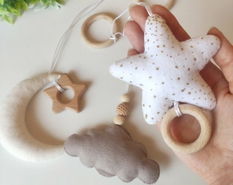 Zestaw zabawek gimnastycznych z filcu dla niemowląt, księżyc, gwiazda, wiszące zabawki w kształcie chmurek, zabawki do pokoju dziecięcego, prezent na baby shower