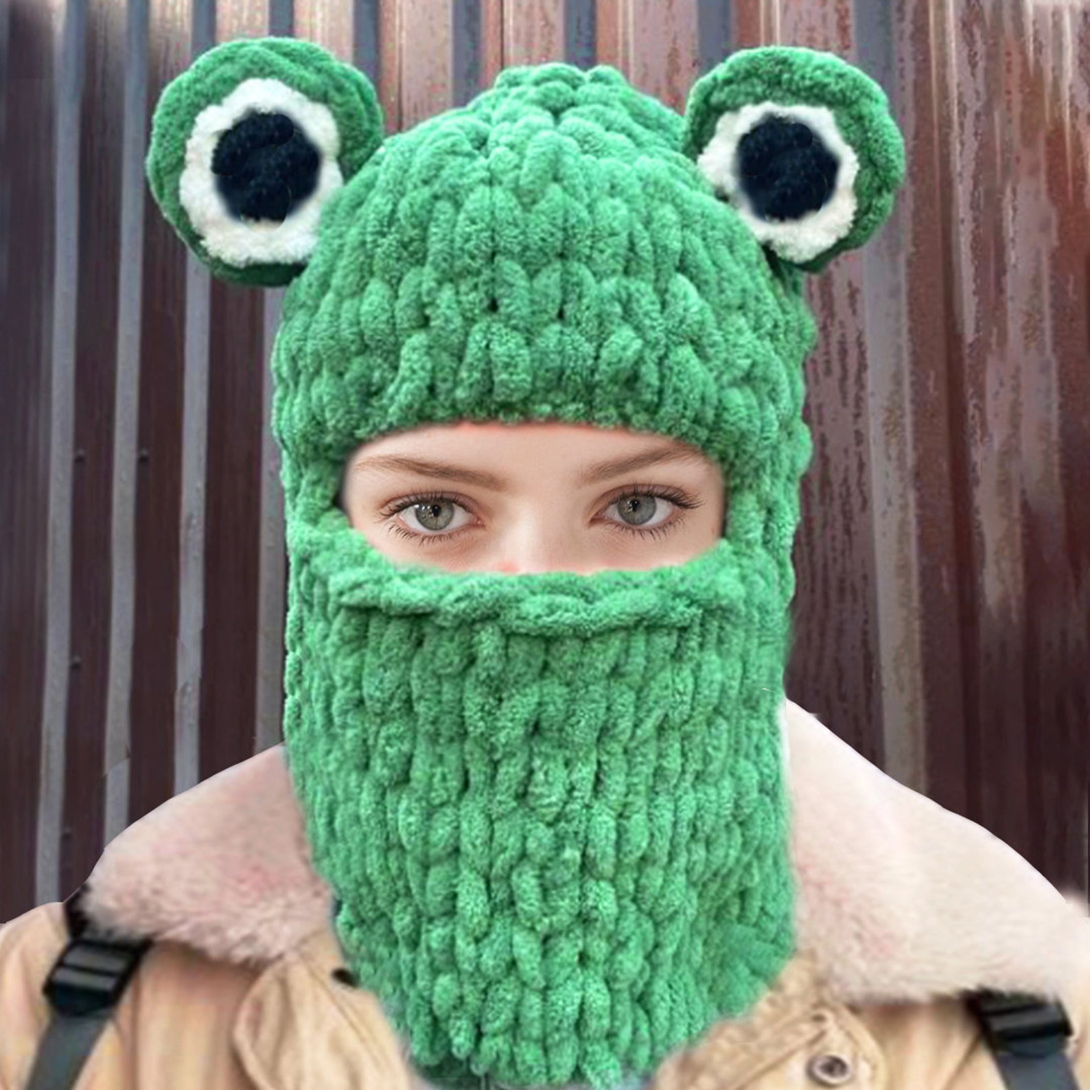 Hand Knitted Balaclava Pattern, Custom Balaclava PDF, Cute Frog