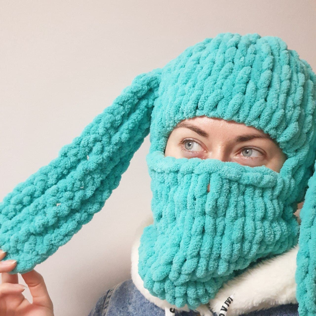 Hand Knitted Pattern, Knitted Balaclava PDF, Bunny Balaclava