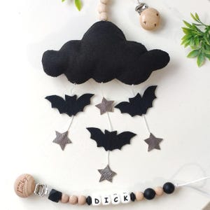 Dekoracja wózka dziecięcego w kształcie chmurki, karuzela do wózka dziecięcego w stylu gotyckim, gotycki prezent dla dziecka, pudełko prezentowe na baby shower, spersonalizowany klips do smoczka, niestandardowy uchwyt