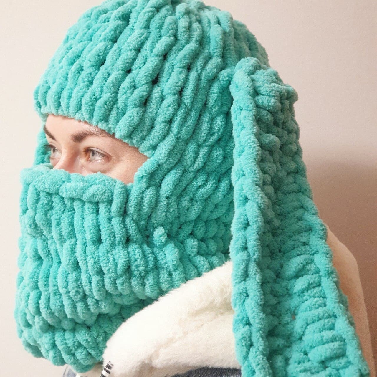 Hand Knitted Pattern, Knitted Balaclava PDF, Bunny Balaclava