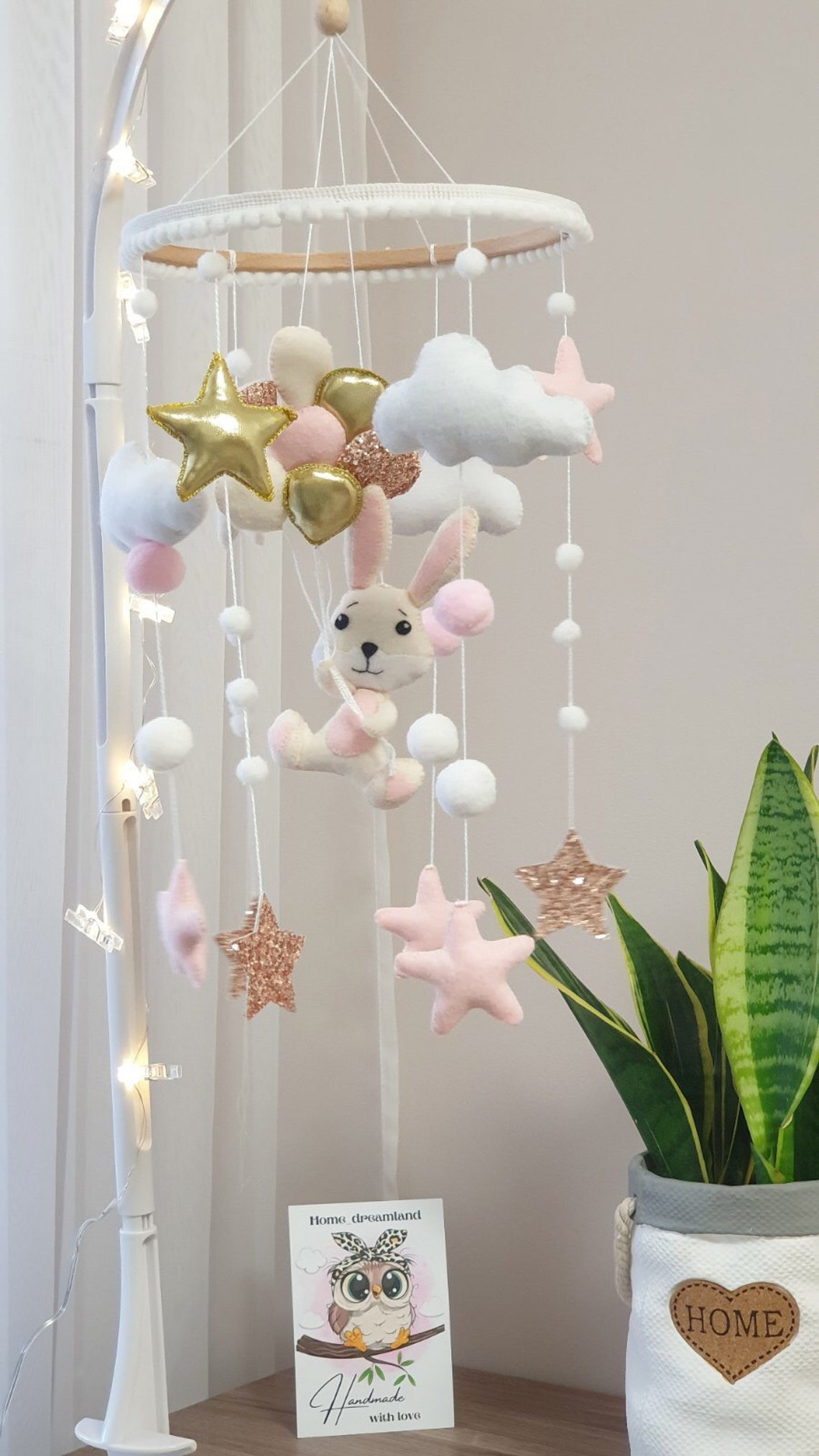Baby Mädchen Filz Mobile Hase mit Ballons Kinderzimmer Mobile Etsy