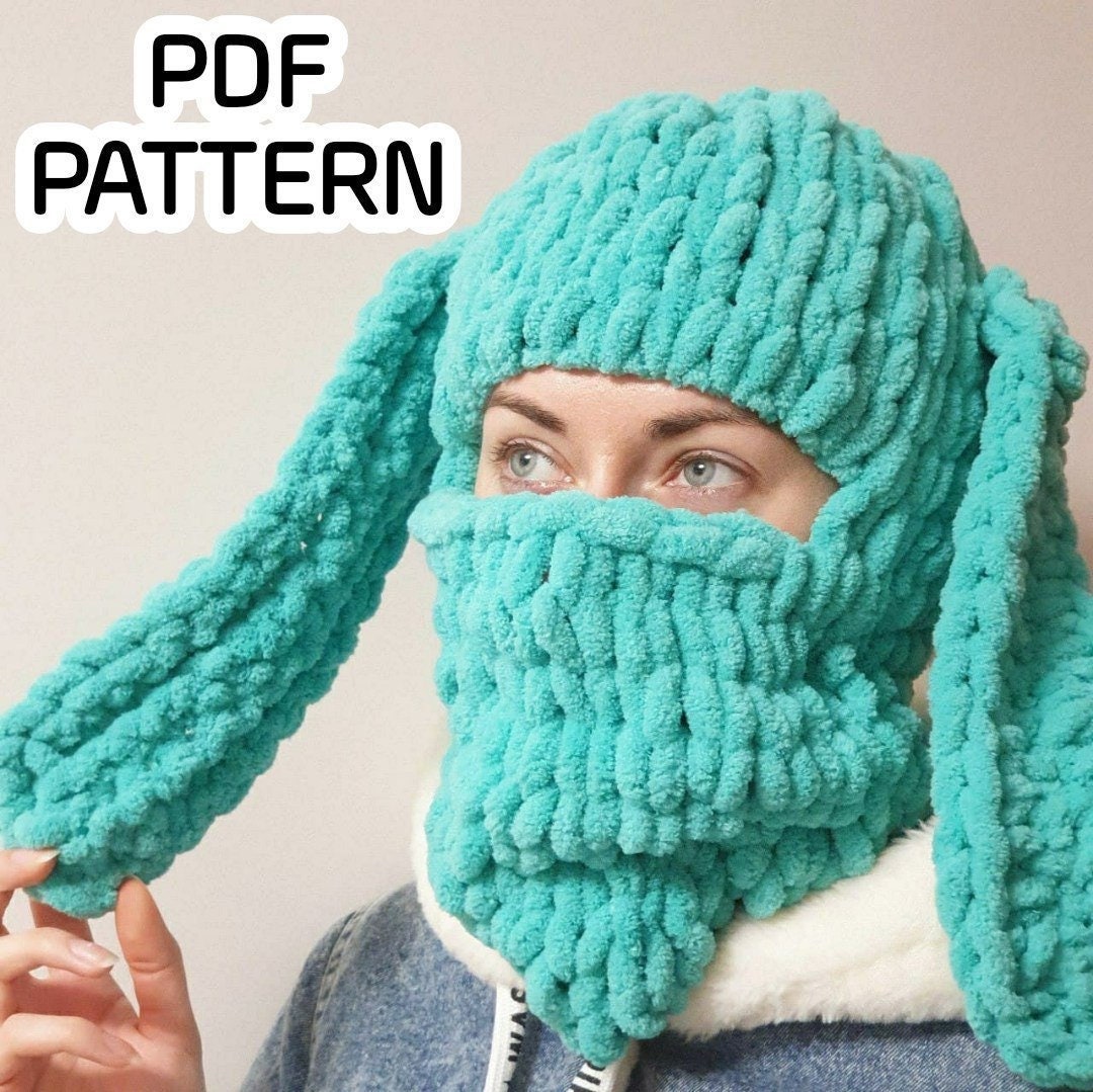 Hand Knitted Balaclava PDF, Balaclava Rabbit PATTERN, Alize Puffy ...