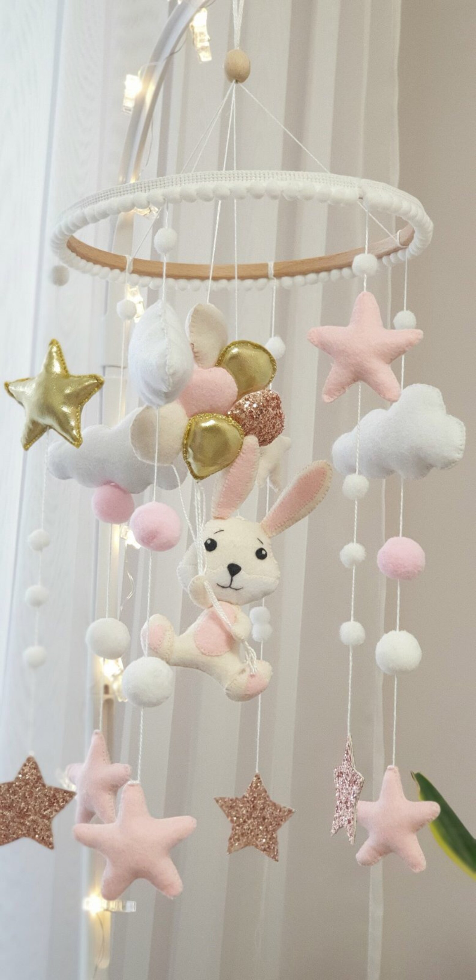 Baby Mädchen Filz Mobile Hase mit Ballons Kinderzimmer Mobile Etsy
