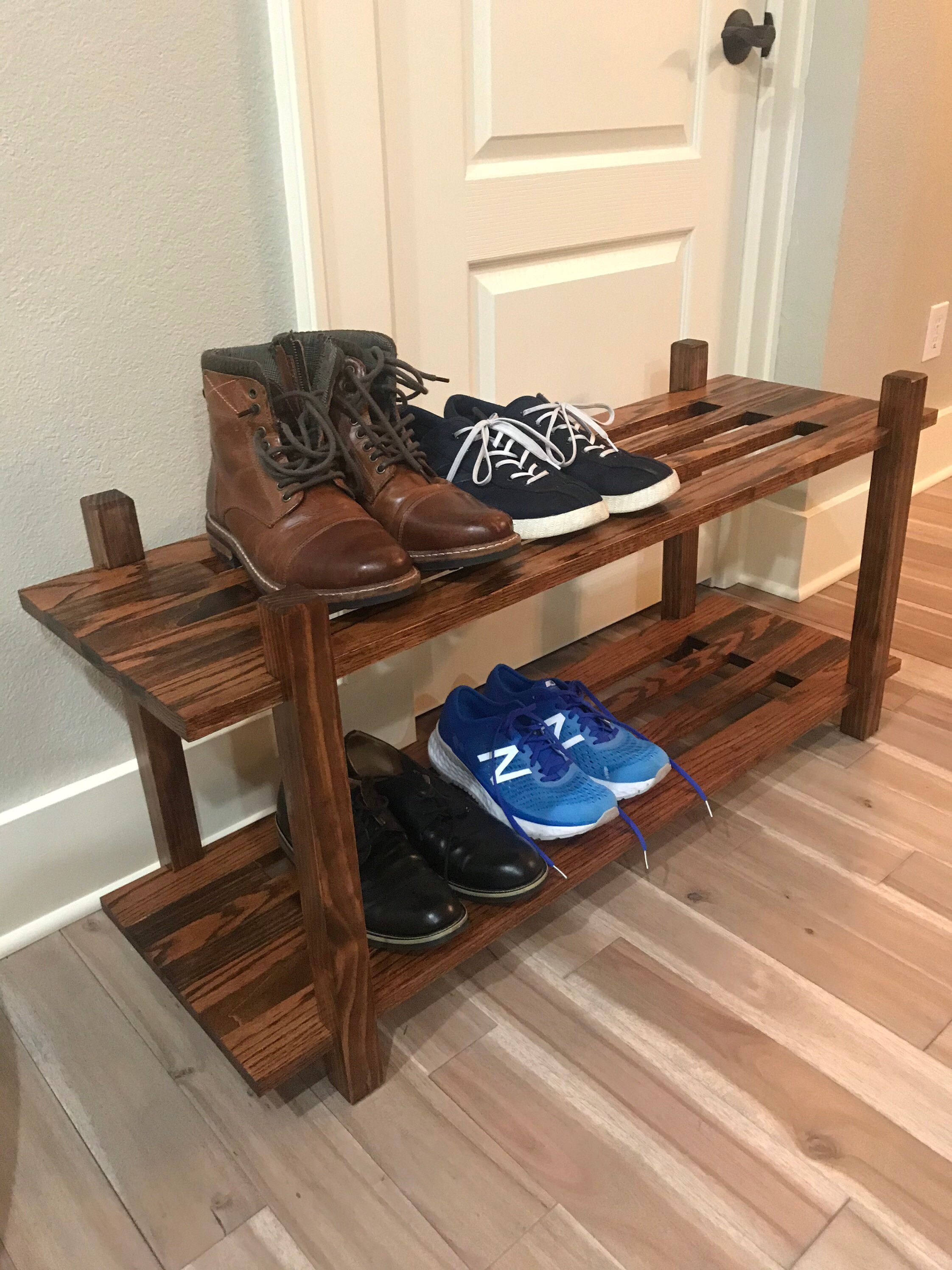 Modern Wooden Shoe Rack Rustic Shoe Rack Wood Shoe Organizer Etsy