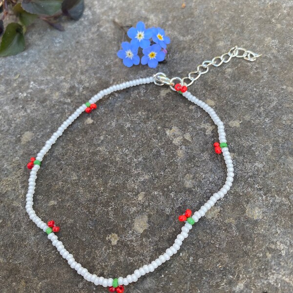 Cherry Beaded Anklet