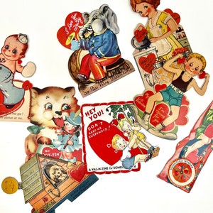 Vintage Mechanical Valentine Cards Collection - 1930s Era, Working Movements, Signed and Sent with Love