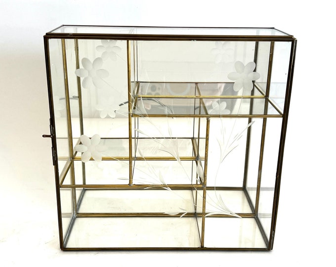 Vintage Brass and Glass Curio Oddities Crystal Brass