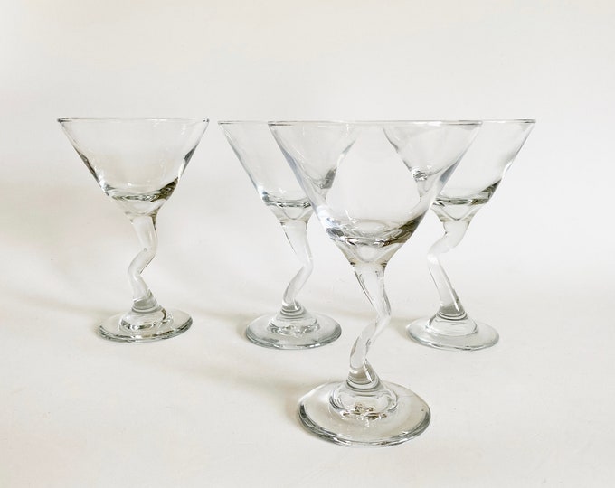 Libbey Zig Zag Martini Glasses Set of 4 Z Stem Squiggle Stem Etsy