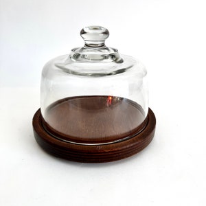 Vintage Wood Cheese Board with Glass Cloche