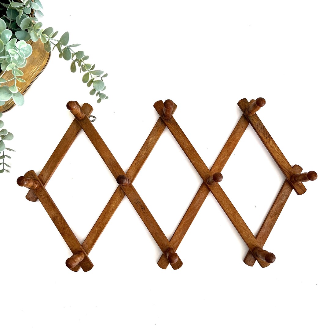 Vintage Wooden Accordion Hanging Rack Wooden Accordion Peg Etsy