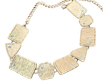 Chicos Gold-tone Chain Belt Rhinestone Beaded Medallions  display picture 1