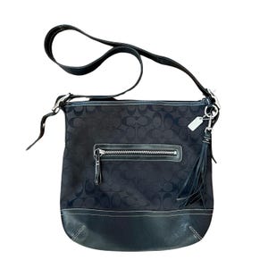 Vintage Y2K Coach Black Signature Shoulder Bag – Classic Coach Hobo Purse