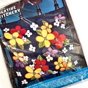 Vintage Floral Crewel Pillow Kit | Crewel Embroidery Kit with Pattern | Floral Embroidery Full Kit | DIY Craft Kit Crewel Work Kit Flowers