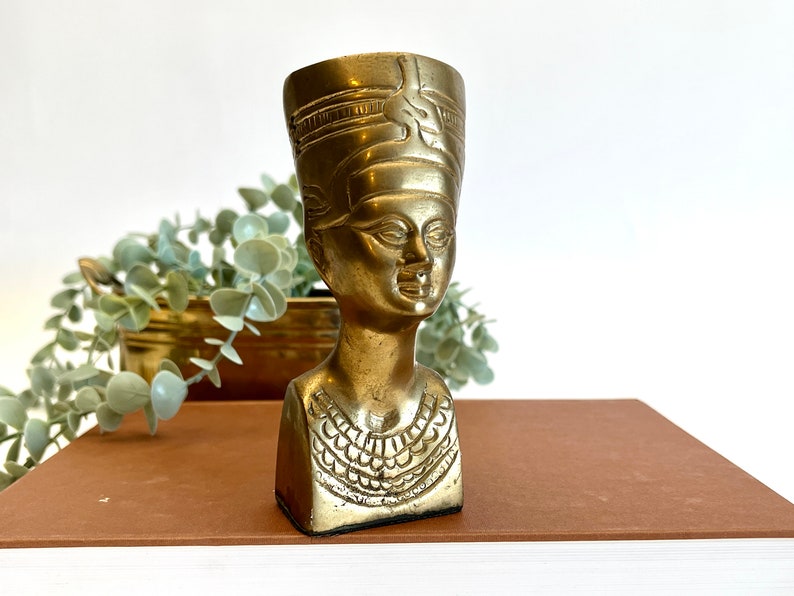 Brass Egyptian Bust Figurine image 1