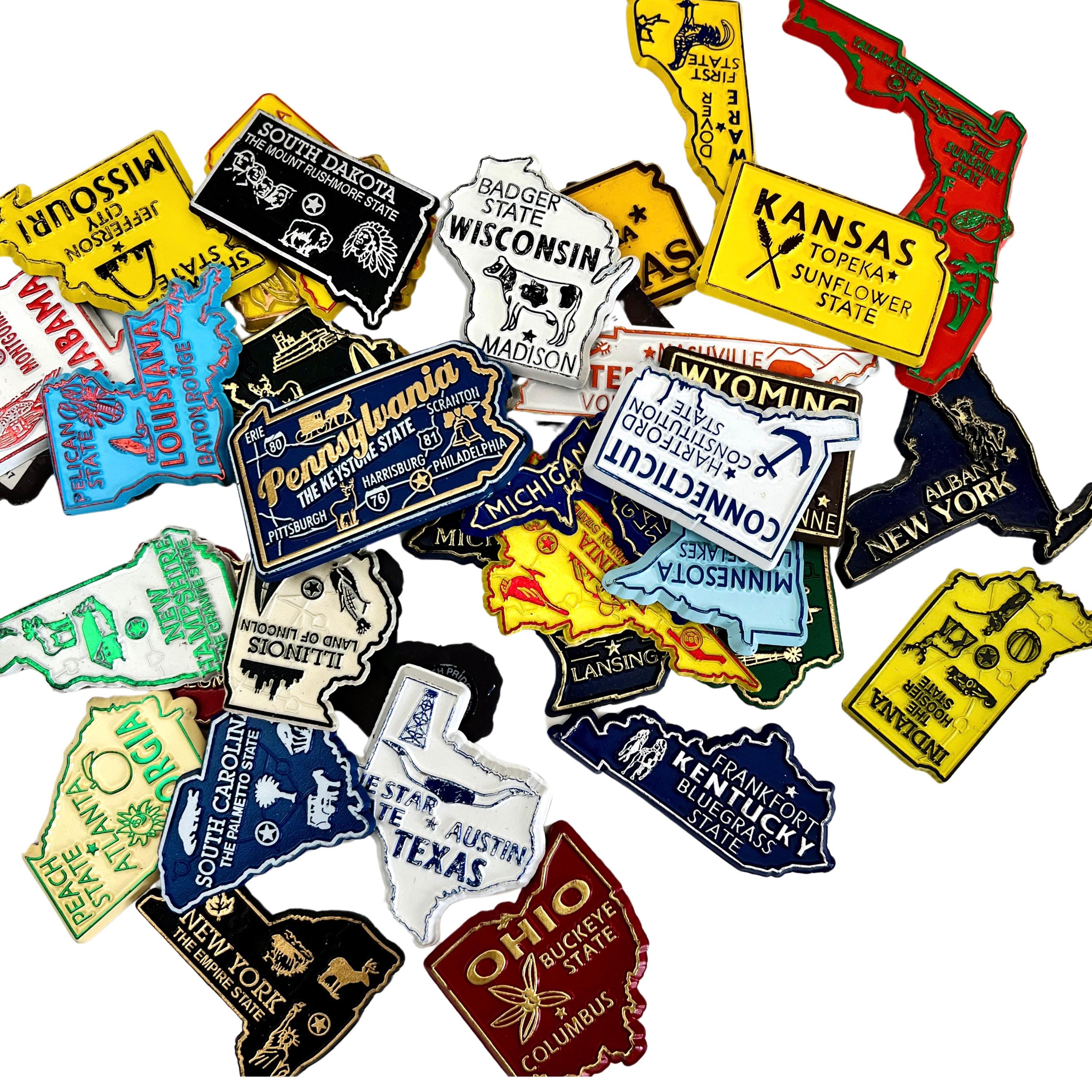 Vintage 80s Plastic State Refrigerator Magnets – Collectible USA Travel Souvenirs (Sold Individually)