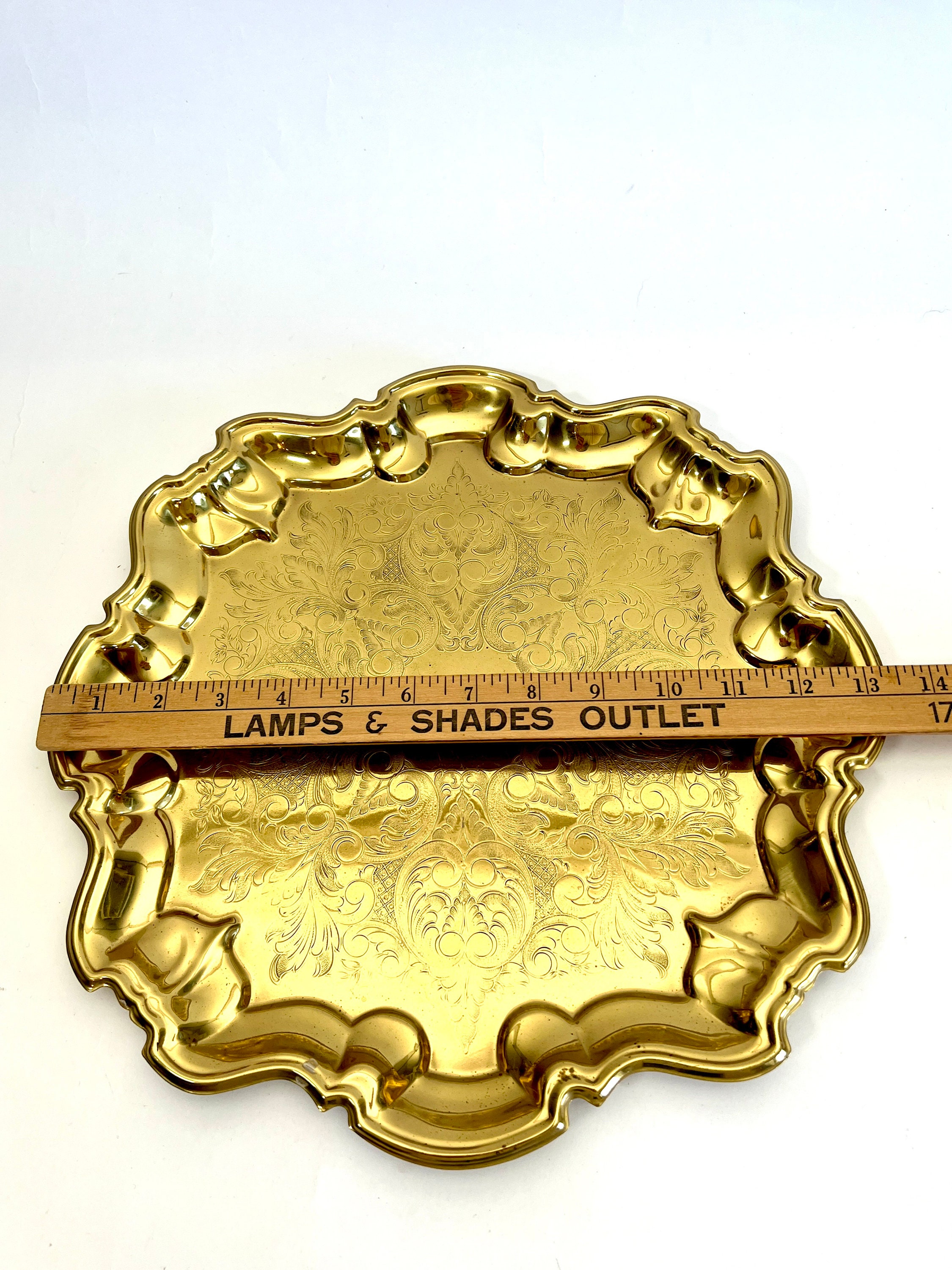 Vintage Brass Etched Serving Tray Brass Coffee Table Tray Etsy