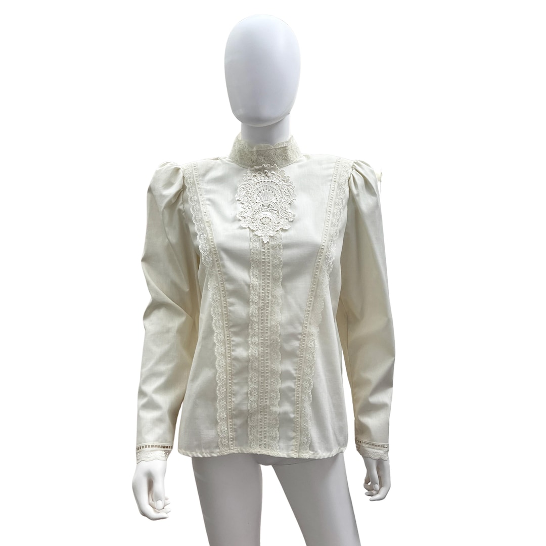 Vintage Gunne Sax by Jessica Mcclintock Ivory Prairie Blouse With Lace ...