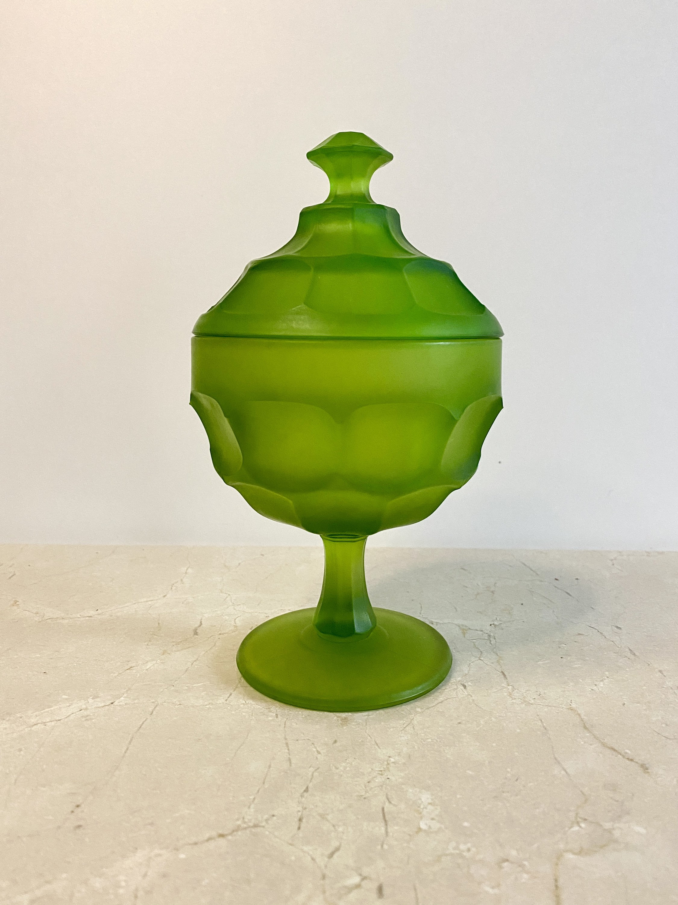 Westmoreland Green Frosted Satin Glass Candy Jar Lidded Jar Etsy