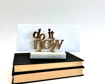 Do It Now | Vintage Brass and Marble Desk Organizer