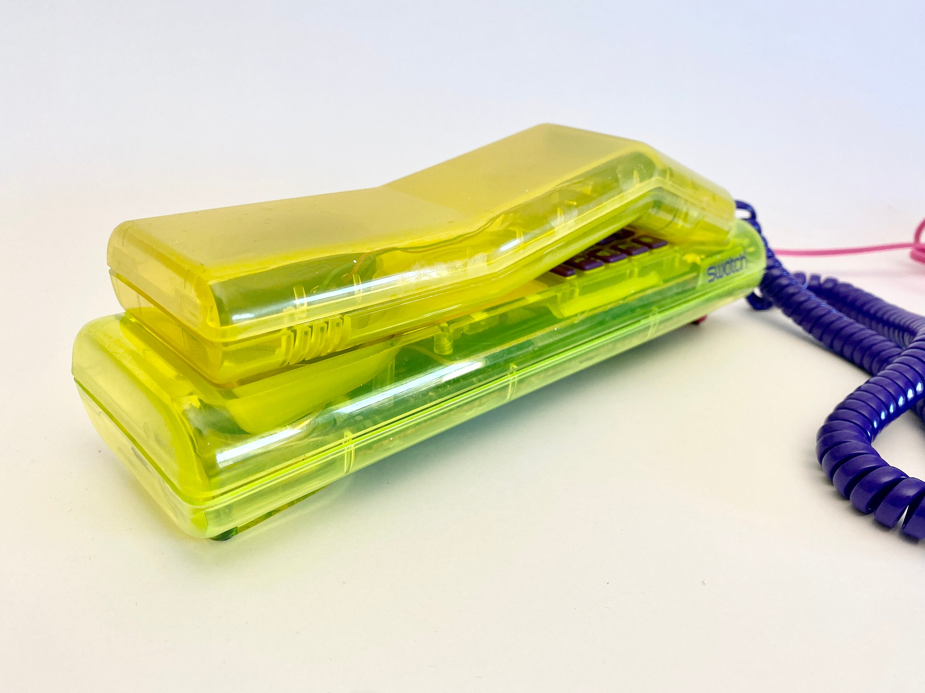 Vintage Swatch Twin Phone DISPLAY ONLY | Neon Green Purple and
