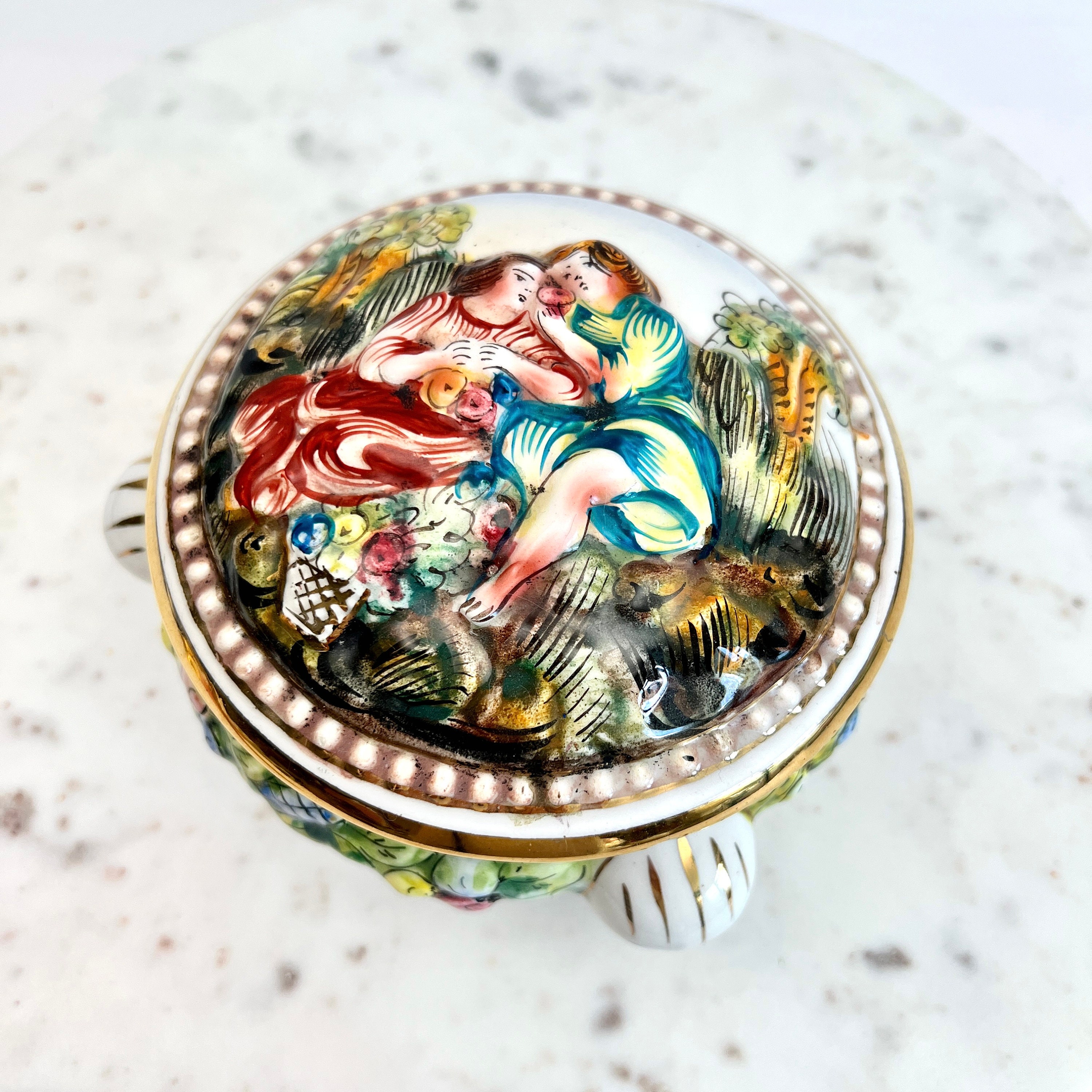 ❤️カポデモンテエンジェル　CAPODIMONTE イタリア8点セット Mid-Century Capodimonte Porcelain Cherub Basketweave Floral