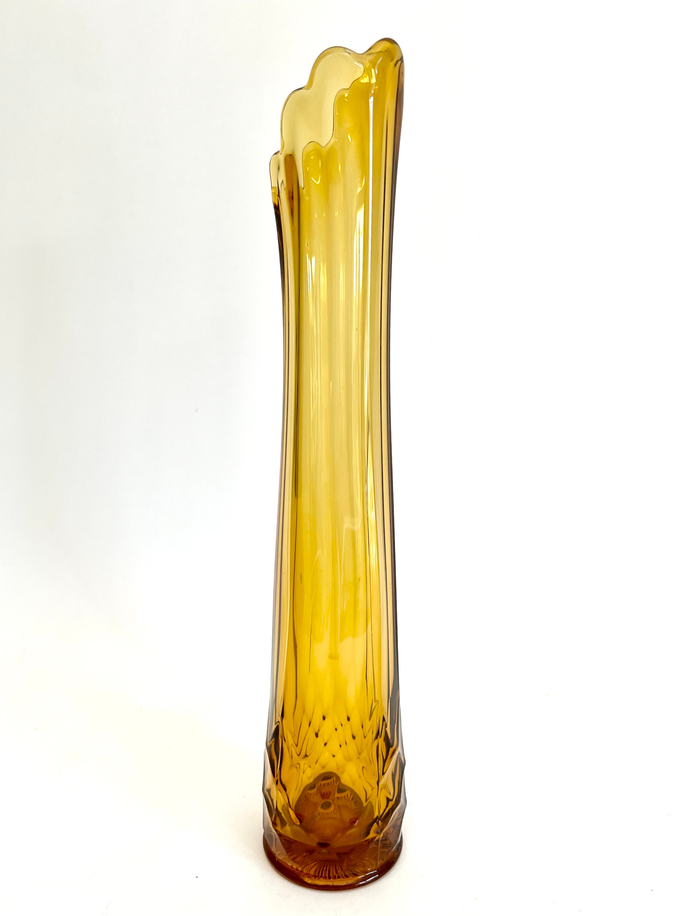 Vintage LE Smith Dominion Amber Swung Glass Vase MCM Flame Etsy Canada