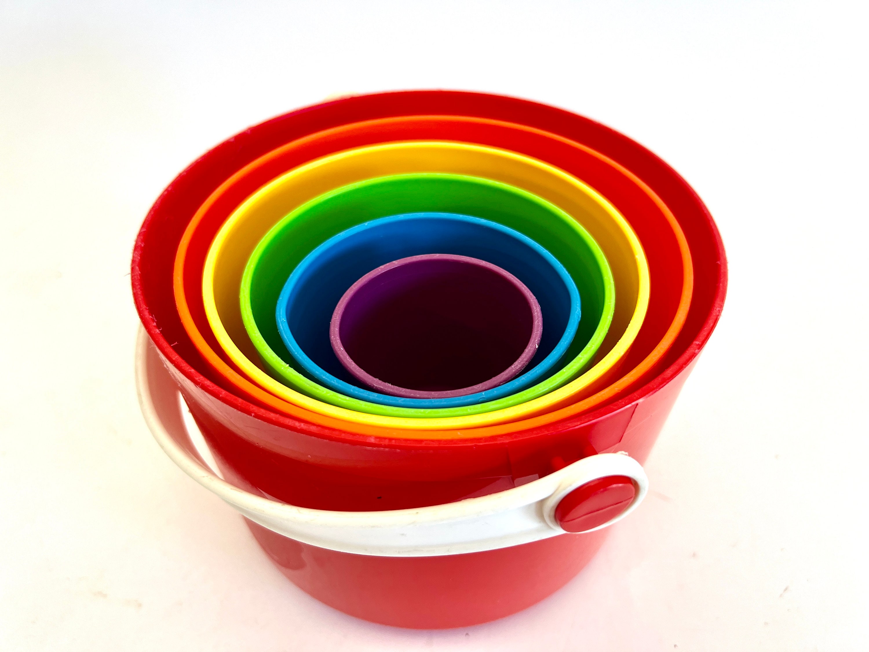 Tupperware Toys Tote-em Pails | Vintage Rainbow Nesting Buckets - Etsy