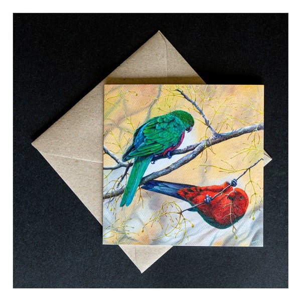 Greeting Card - 'The Royals - King Parrots' - blank greeting card for any occasion - Australian wildlife bird greeting cards