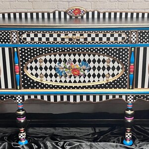 One of a Kind Hand Painted Antique Buffet ~credenza ~sideboard- Free ...