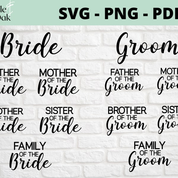 Wedding Party Label Bundle SVG - Mother of the Bride and Groom svg - Wedding Family Svg - Hanger Label SVG - Wedding Cut File - Wedding SVG