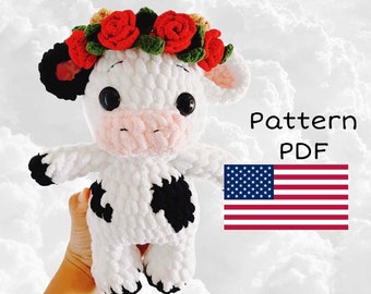 PDF PATTERN - Amigurumi cow pattern - crochet Cow - Amigurumi Cow in English