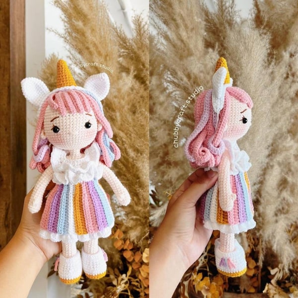 Pink hair doll, Sofia crochet doll, birthday gift for girls, pony pink hair crochet doll, Unicorn Princess Crochet Doll, Handmade Doll