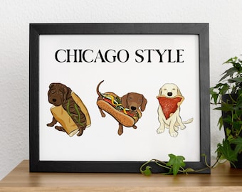 Chicago Style Dogs Art Print: Foodie Wall Decor