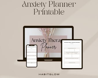 Anxiety Planner Printable | CBT Mood Tracker, Self-Care Journal (PDF Download)