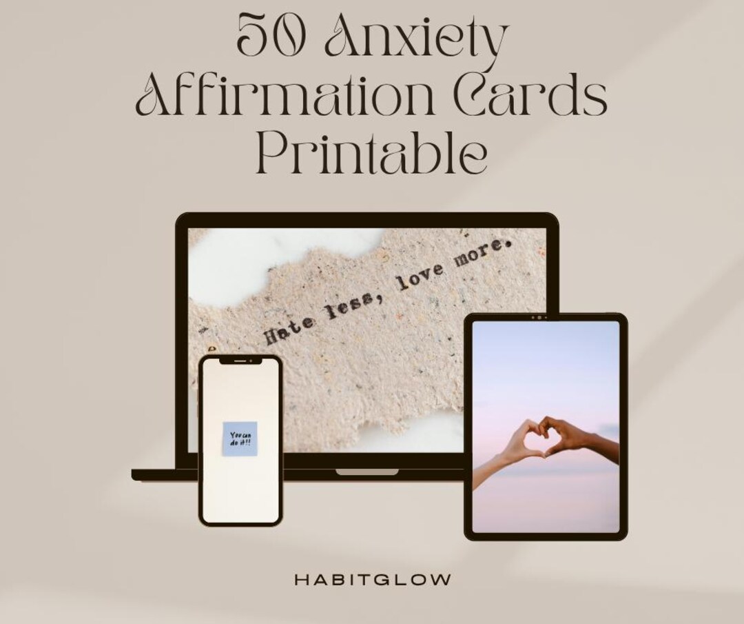 50 Anxiety Affirmation Cards | Mental Health PDF (instant Download) - Etsy